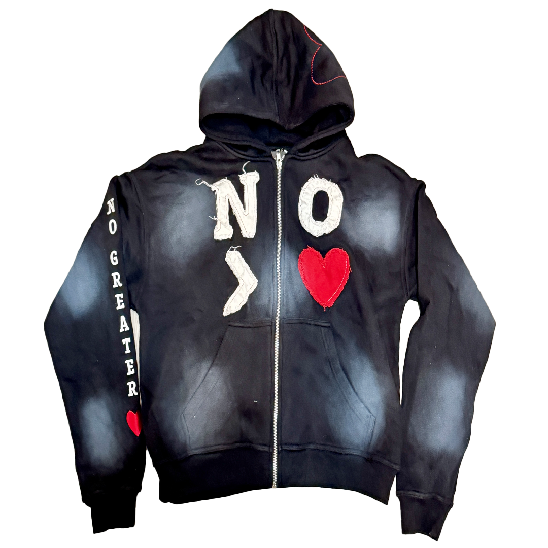 BLACK "N.G.L" - No Greater Love Zip Up Hoodie