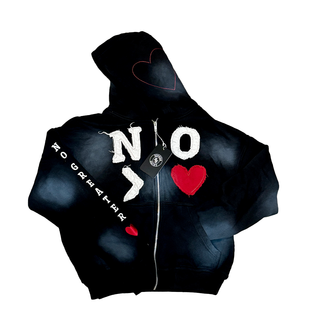 BLACK "N.G.L" - No Greater Love Zip Up Hoodie