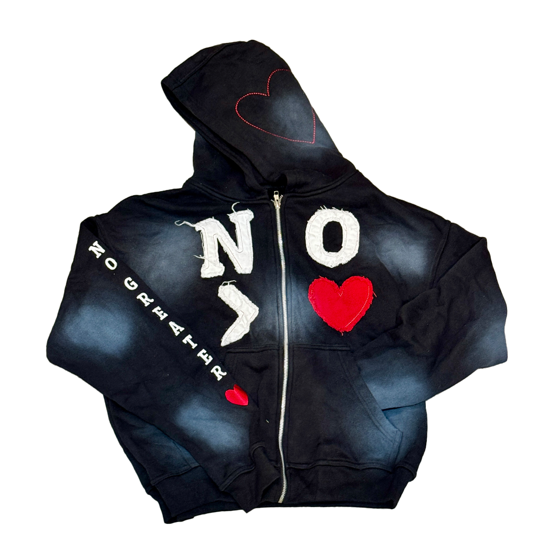 BLACK "N.G.L" - No Greater Love Zip Up Hoodie